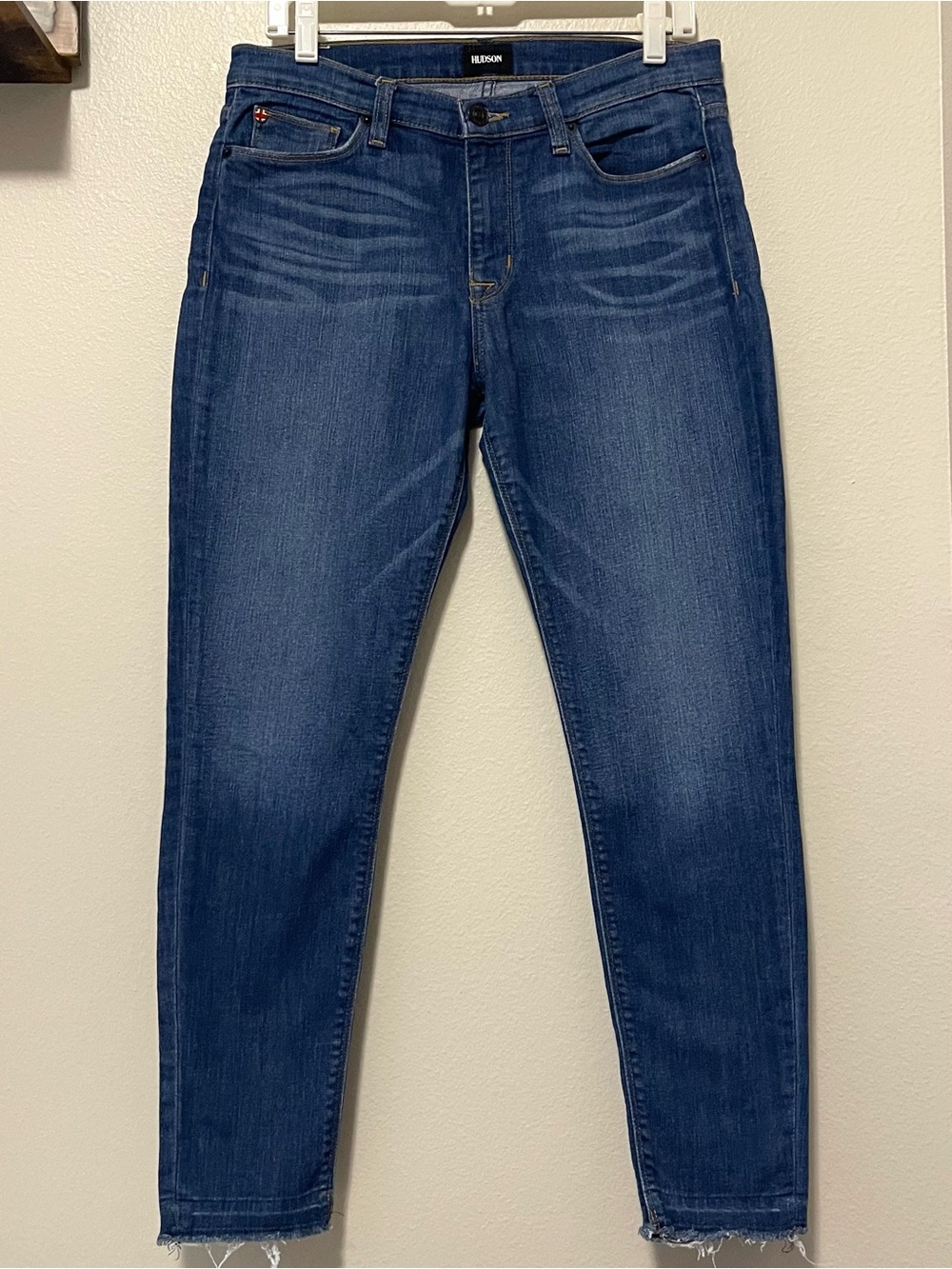 Hudson Nico Skinny Crop Jeans - Raw Frayed Hem Stretch & Mid-Rise - Size 29